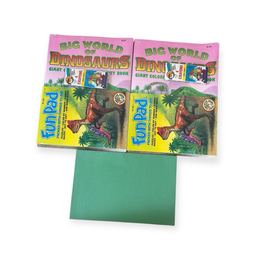 Big World of Dinosaurs Coloring Book Set & Construction Paper Pad